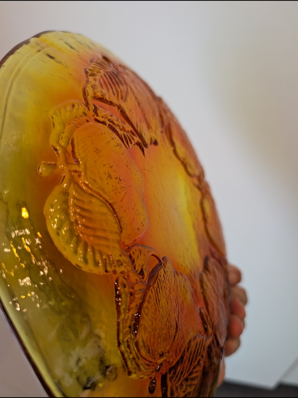 Amber Glass Floral Charger Plate - Picture 6 of 7